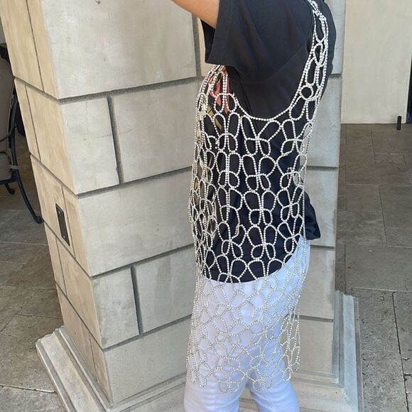 New Anthropologie Rhinestone Tunic Crystal Vest - Picture 7 of 13